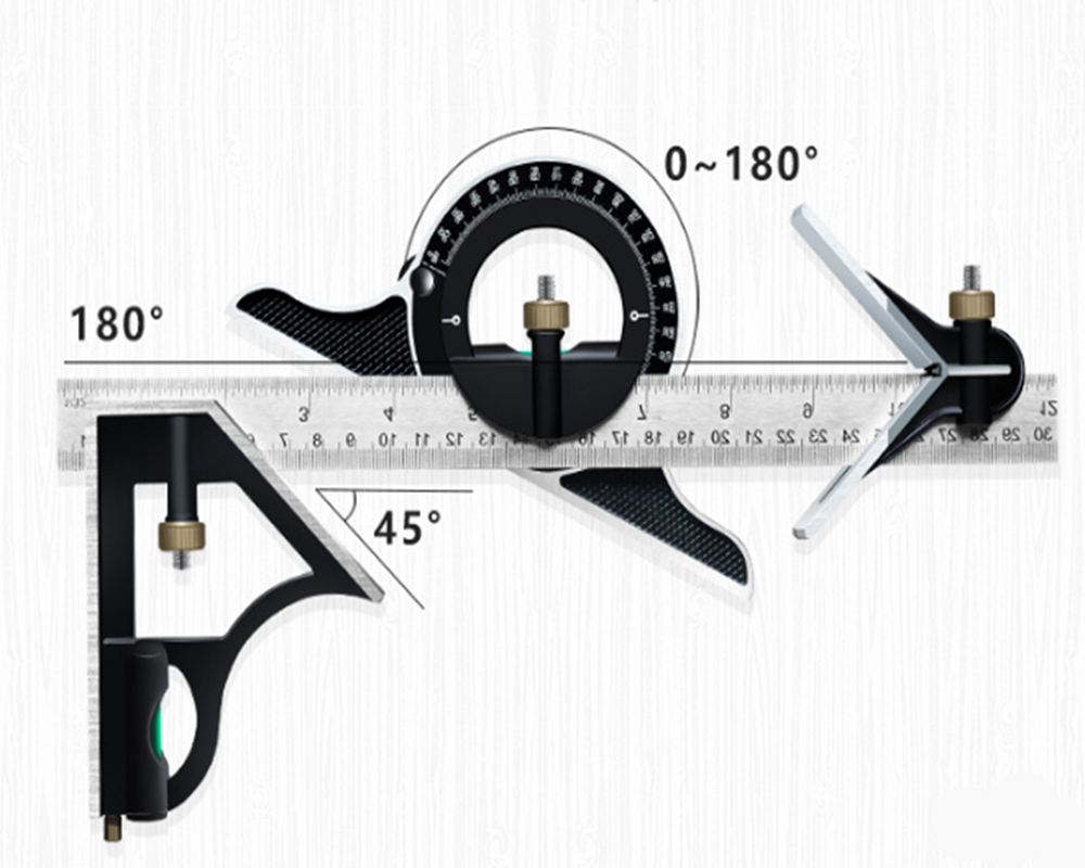 

Adjustable Ruler Multi Combination 300mm Square Angle Ruler Measuring Set Universal Ruler Right Angle Protractor Tools