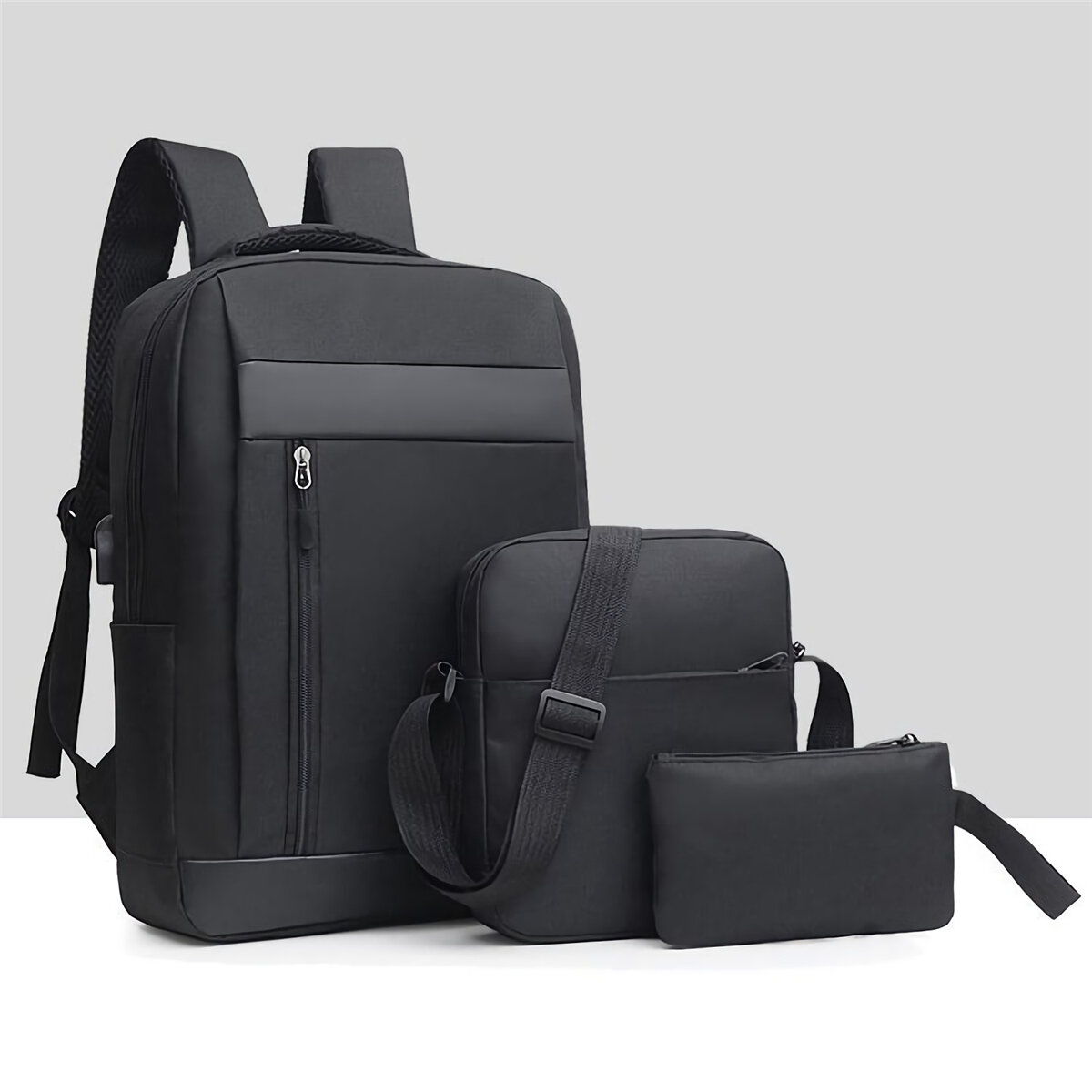 3Pcs Men Backpack Set USB Charging Laptop Bag Multifunctional Casual Travel Backpack Men Women Schoo