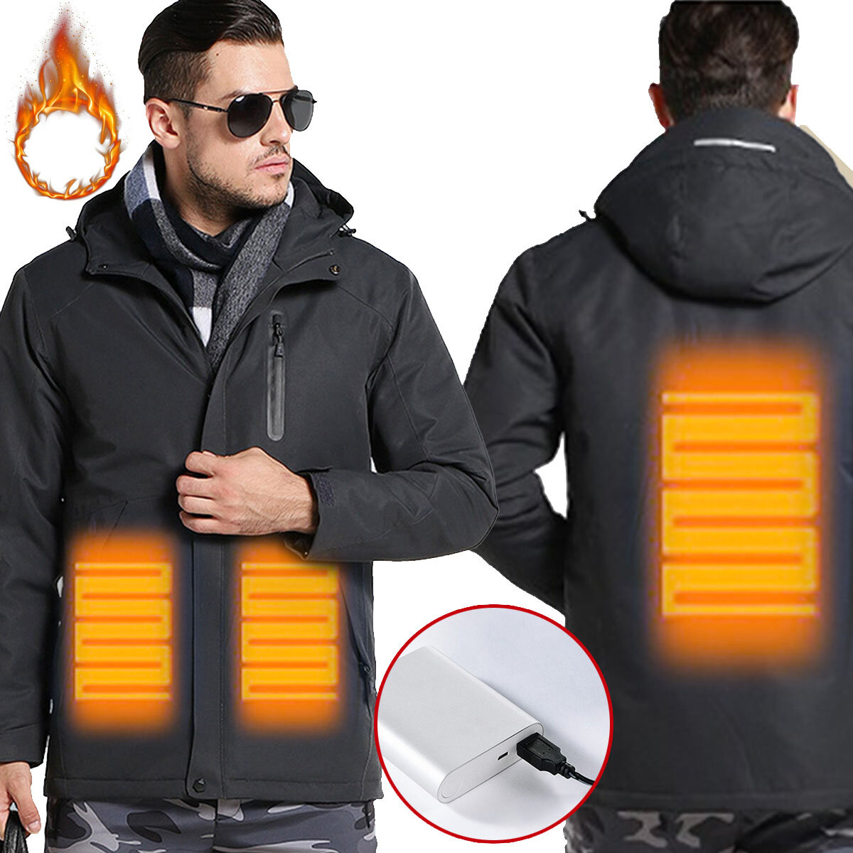 TENGOO Warm-E Electronic Heated Jacket Intelligent USB Heating Adjustable Temperature Waterproof Work Coat