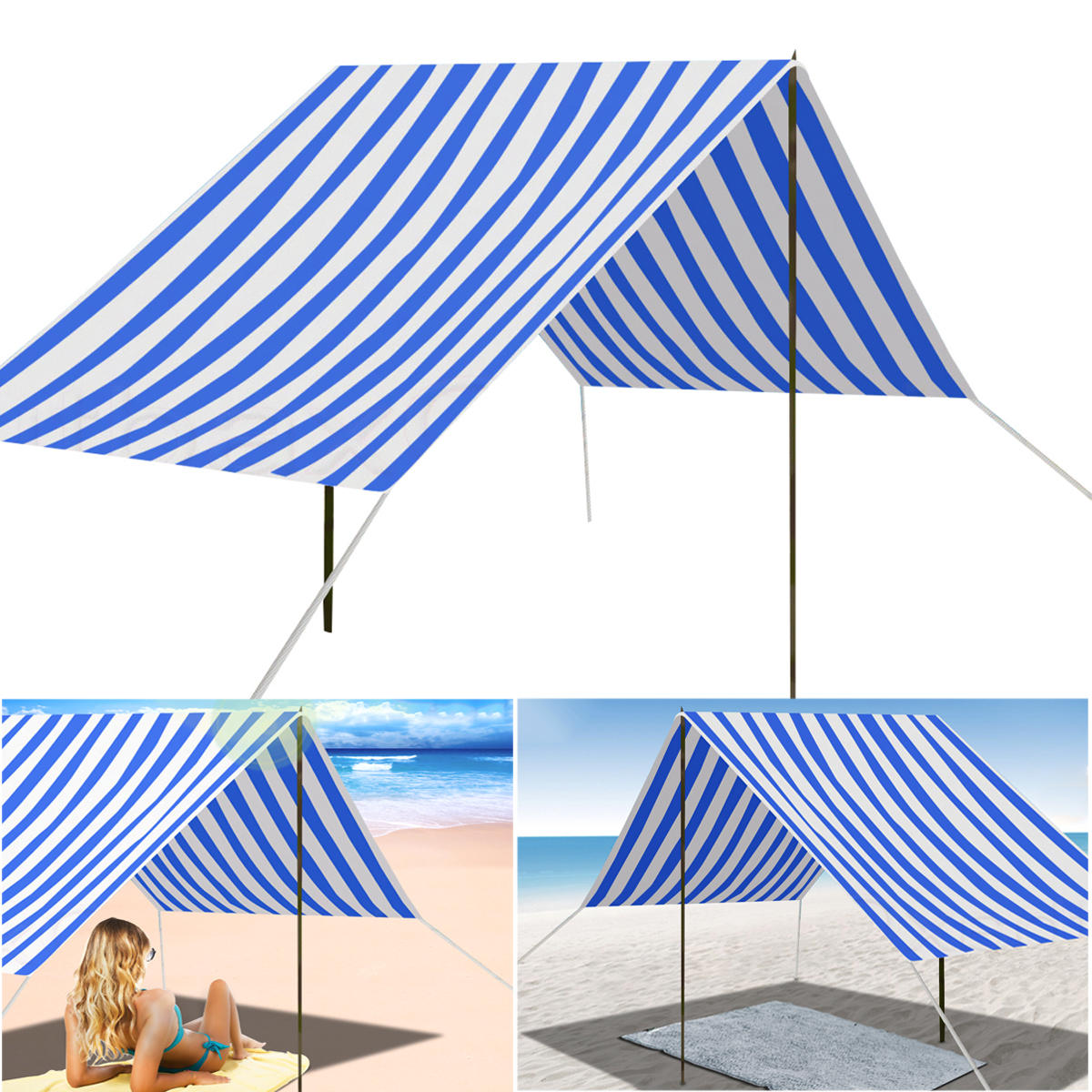 330x180cm Портативный Пляжный Тент Ультрафиолетовый Sun Shade Shelter Canopy На открытом воздухе Пикник Кемпинг