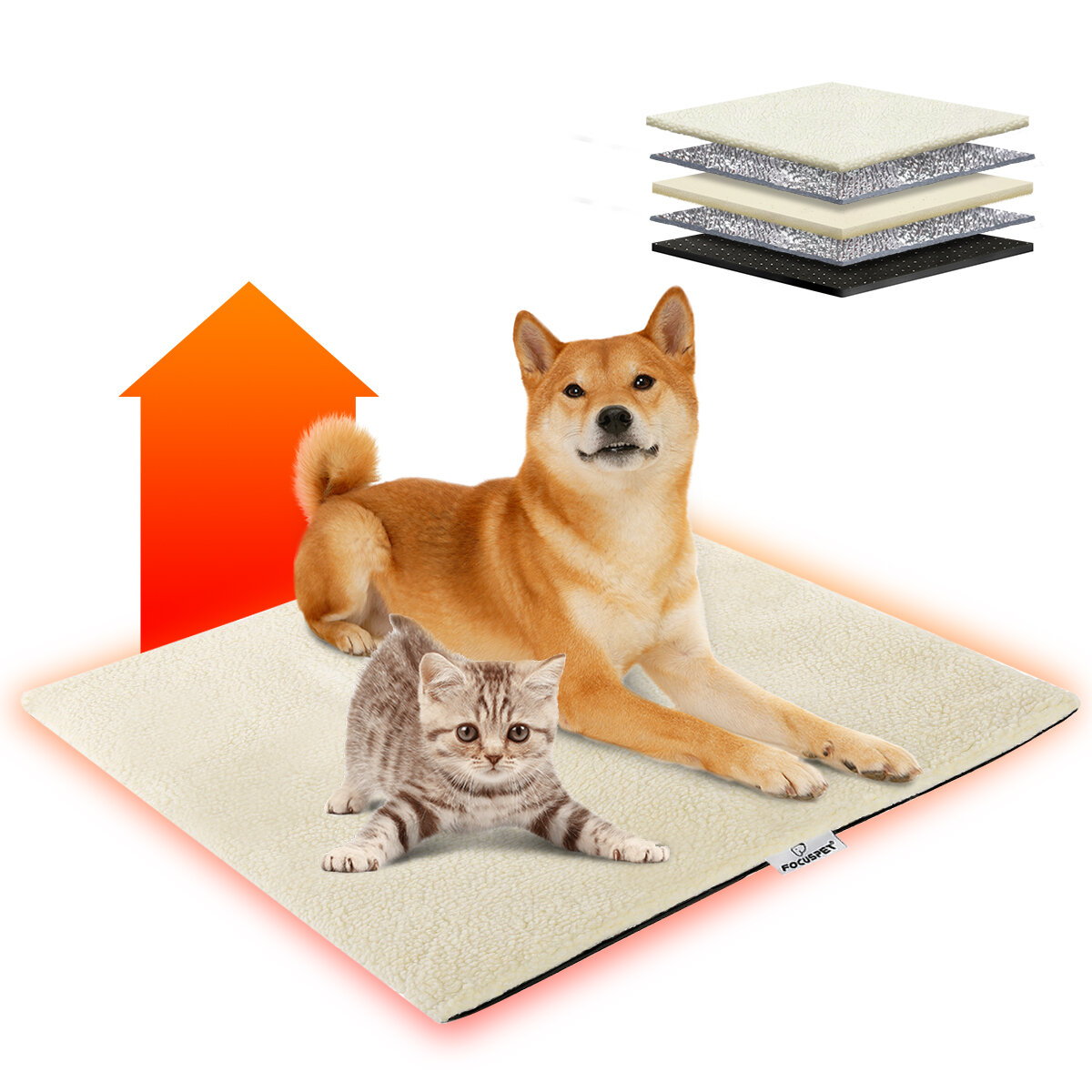 Focuspet Self-heating Blanket Warming Blanket Cat Dogs Pets Warming Mat Cat with Anti-slip Design Sleeping Pad Puppy Sup