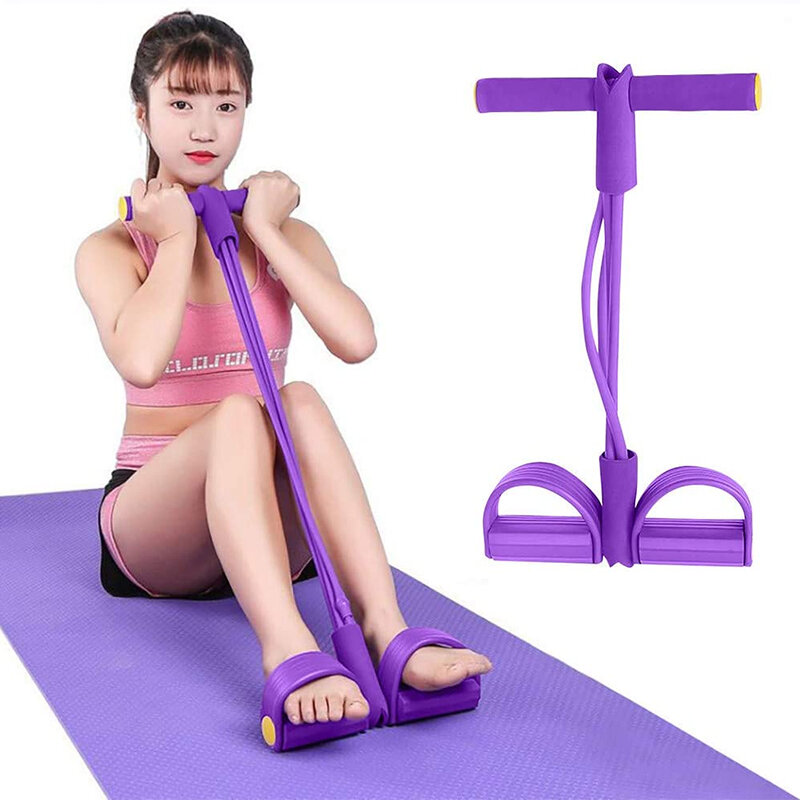 Sit-up Pull Rope Resistance Loop Exercise Tools Bands with Handles Elastic Rubber Puller Fitness Equ