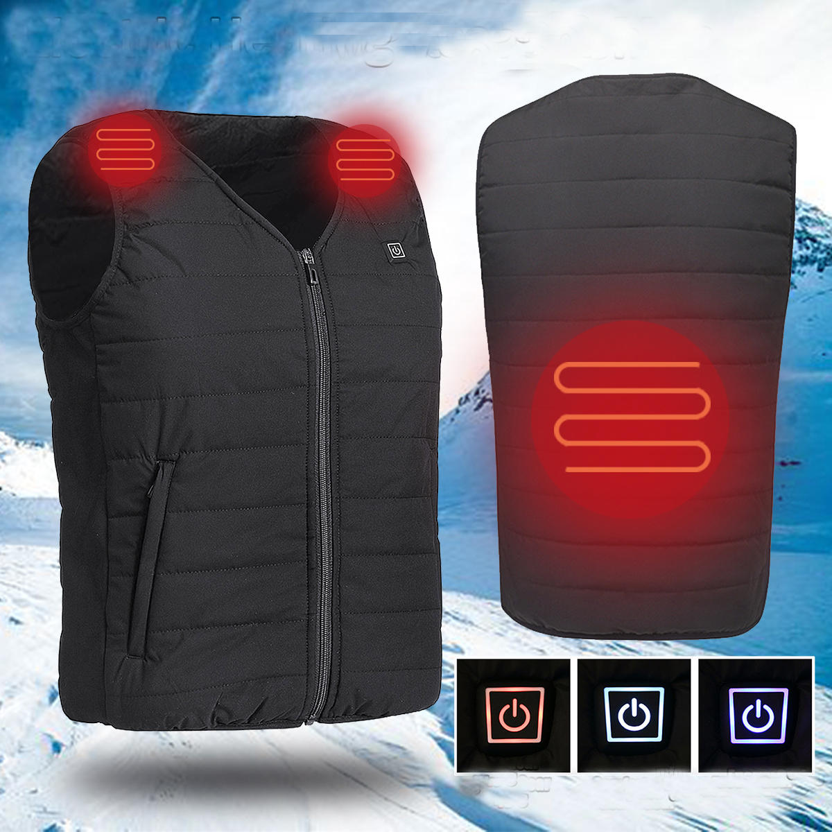 男性のUSB電気暖房ベストジャケットアウトドアスポーツ防水冬暖かい服を着て加熱パッド入りコート