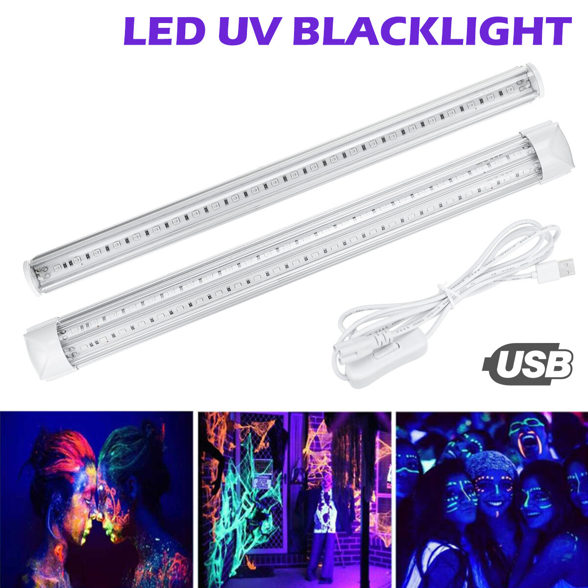 

36W USB UV Blacklight Bar Integrated 395NM T8 LED Tube Lamp Fluorescent Bulb Light Fixture