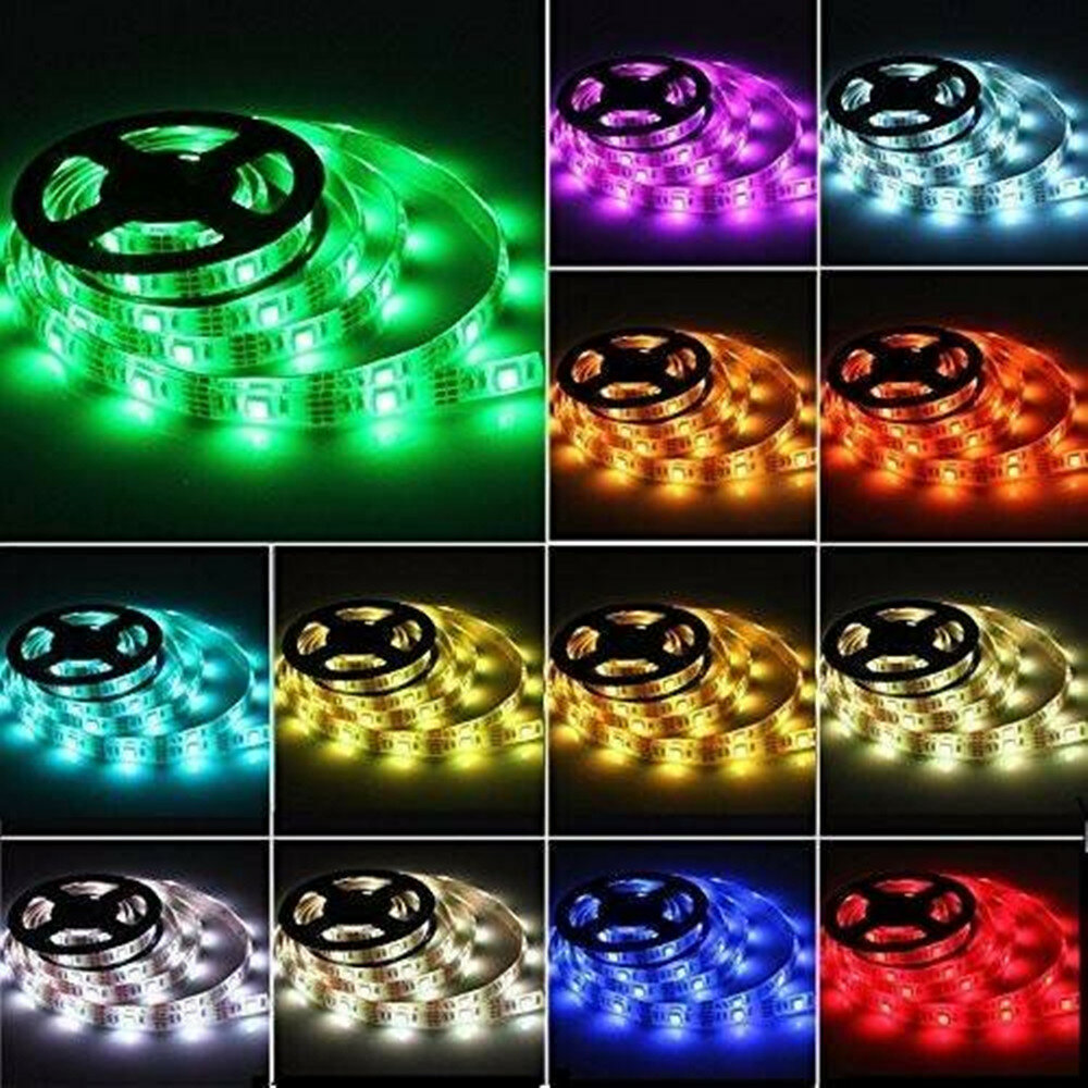 LED Light Strip 50/100/150/200cm RGB 5050SMD LED Strip Light Battery Operated Waterproof 3 Modes Col