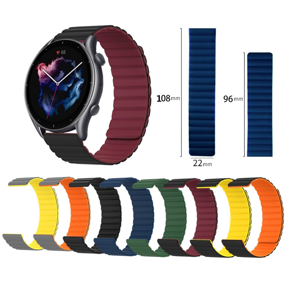 Bakeey 22mm Breedte Comfortabel Ademend Transpiratie Soft Siliconen Horloge Band Vervanging voor Hua