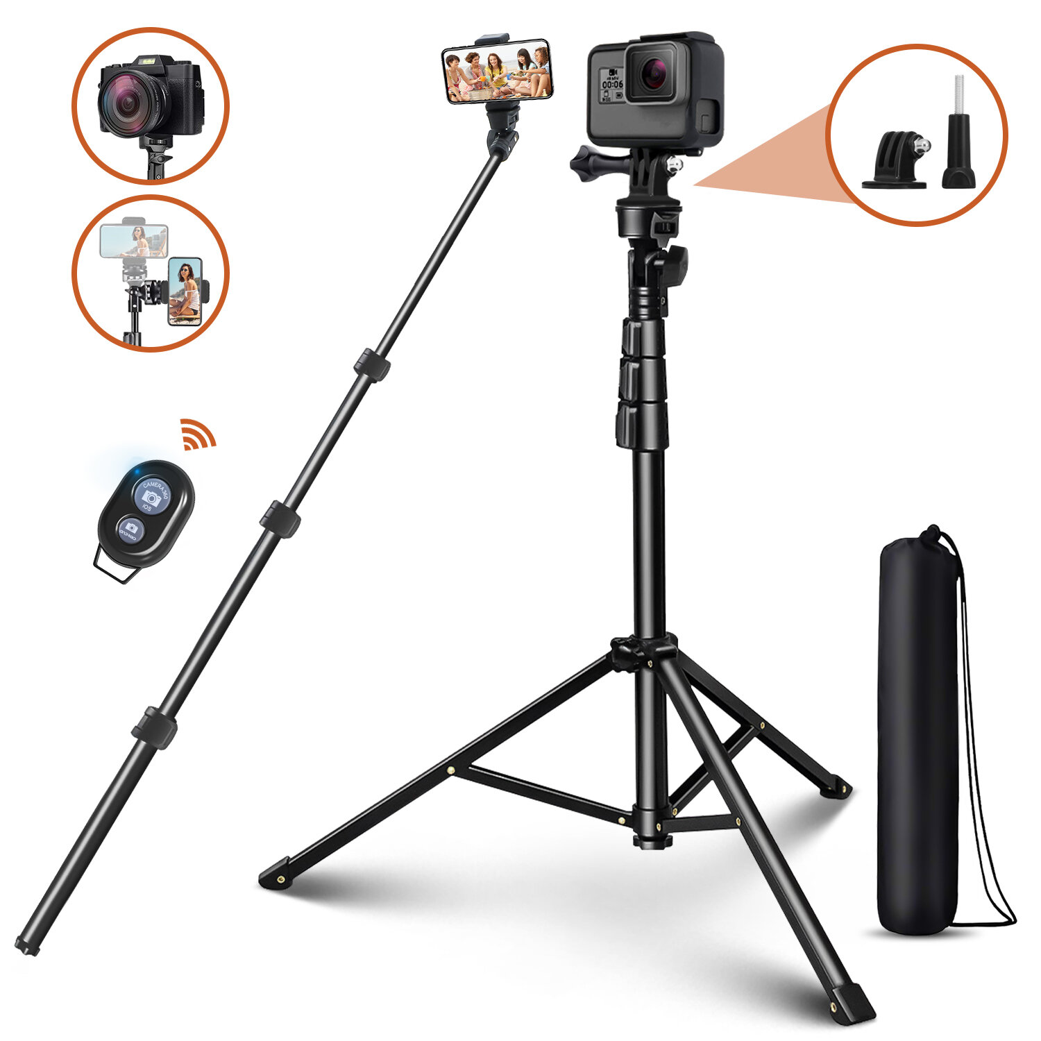 ELEGIANT EGS-08 Multifunctional Selfie Stick 1.3m Telescopic Height Adjustable Tripod Stand Phone Ho