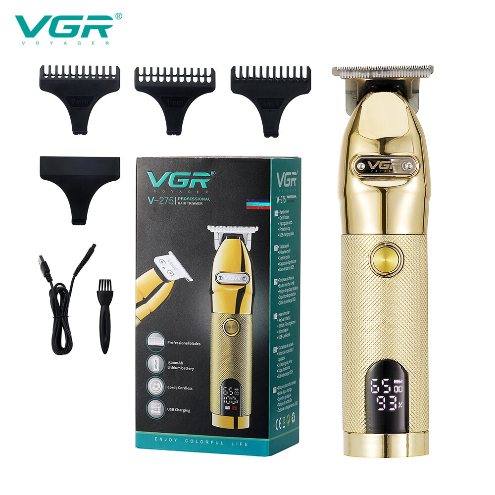 

VGR V-275 Hair Trimmer Cordless Rechargeable Hair Clipper Hair Cutter Beard Trimmer LED Oil Head Professional Barber Tri
