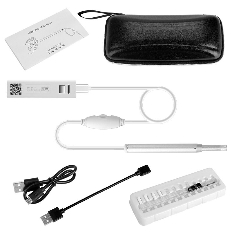 F170B White Wifi Clener Otoscope Wireless Pick Video Otoscopio Medical USB Borescope Inspection Camera