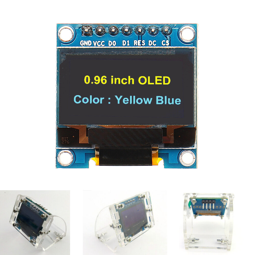 Geekcreit® 7Pin 0.96 Inch OLED Display + Transparent Shell Acrylic Case 12864 SSD1306 SPI IIC Serial LCD Screen Module