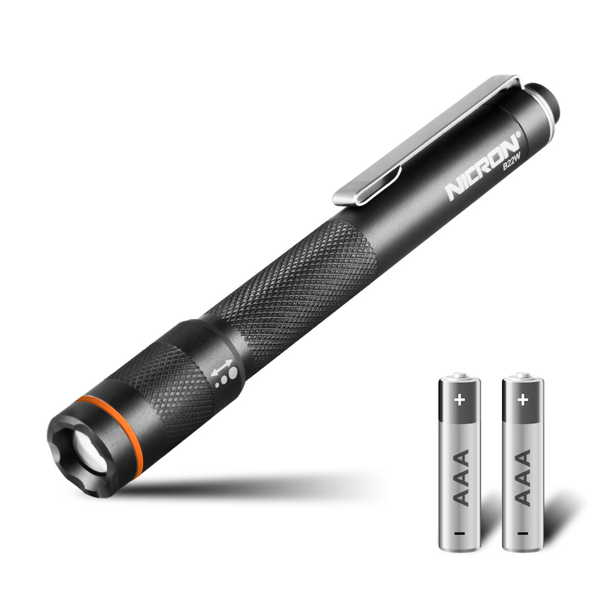 NICRON B22W LED Pocket Pen Light 120 Lumens Portable Zoomable Flashlight with Clip for Inspection Outdoor Camping Flashl