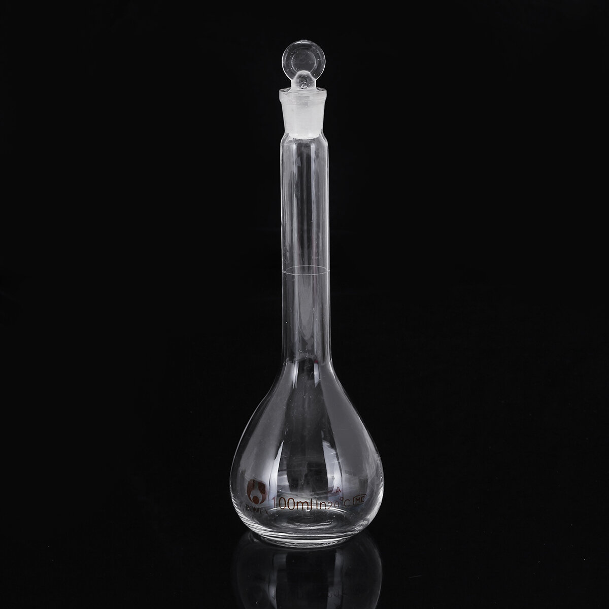 100mL Clear Glass Volumetric Flask w Glass Stopper Lab Chemistry Glassware