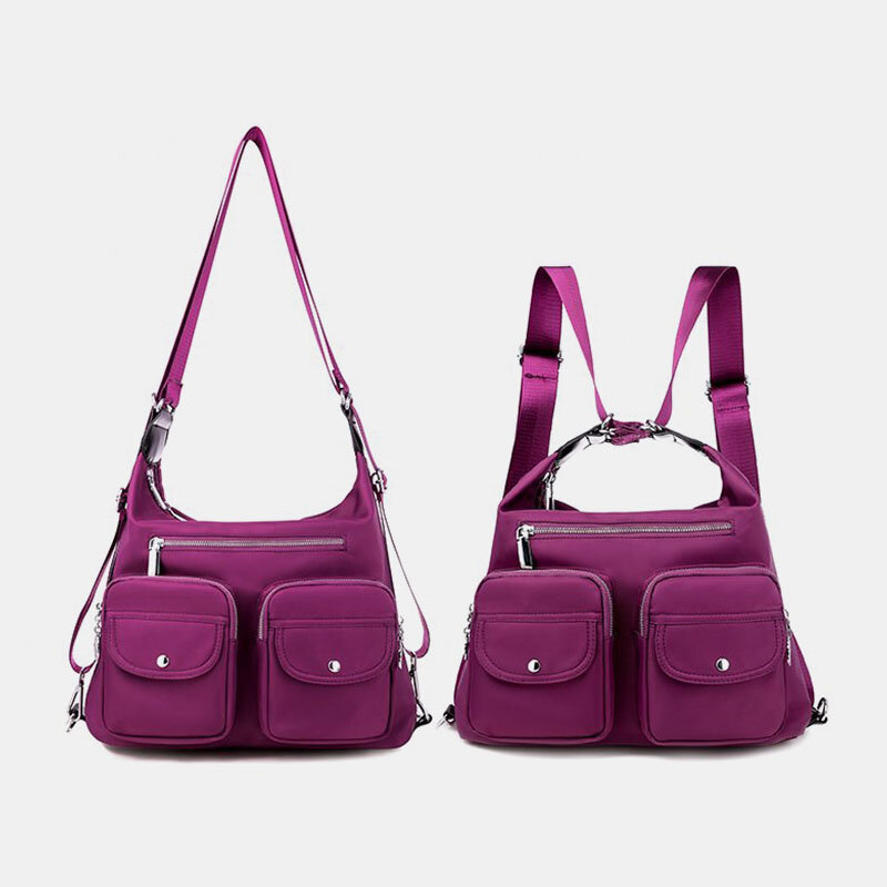 Dames Waterproof Multi-Carry Multi-pocket Solid Crossbody Bag Backpack