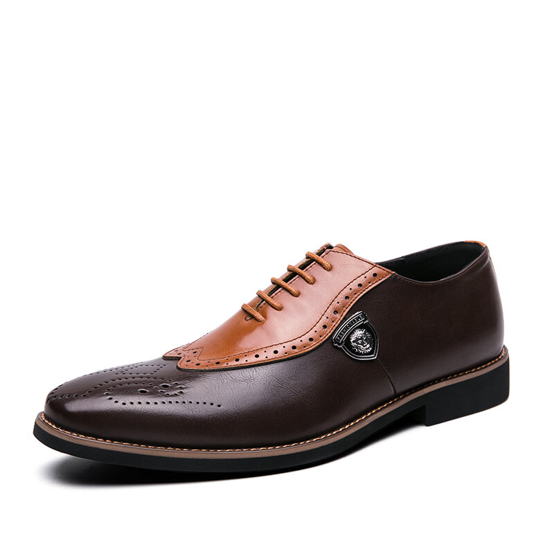 Men Brogue Craved Pointed Toe Spicing Dress Shoes