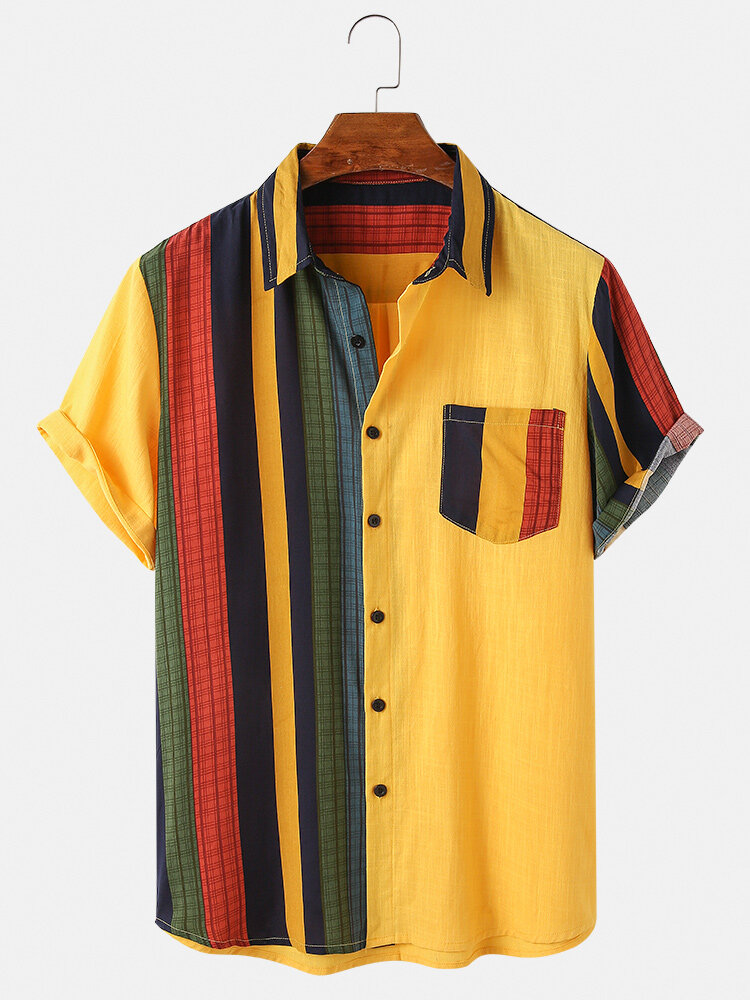 Banggood designed mens 100% cotton colorful plaid style casual shirts ...