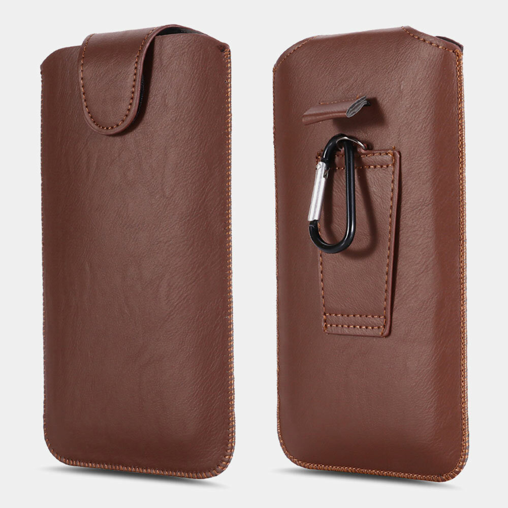 

Ekphero Men Genuine Leather Ultra-thin 6.5 Inch Phone Bag Waist Packs Belt Phone Case With Hook