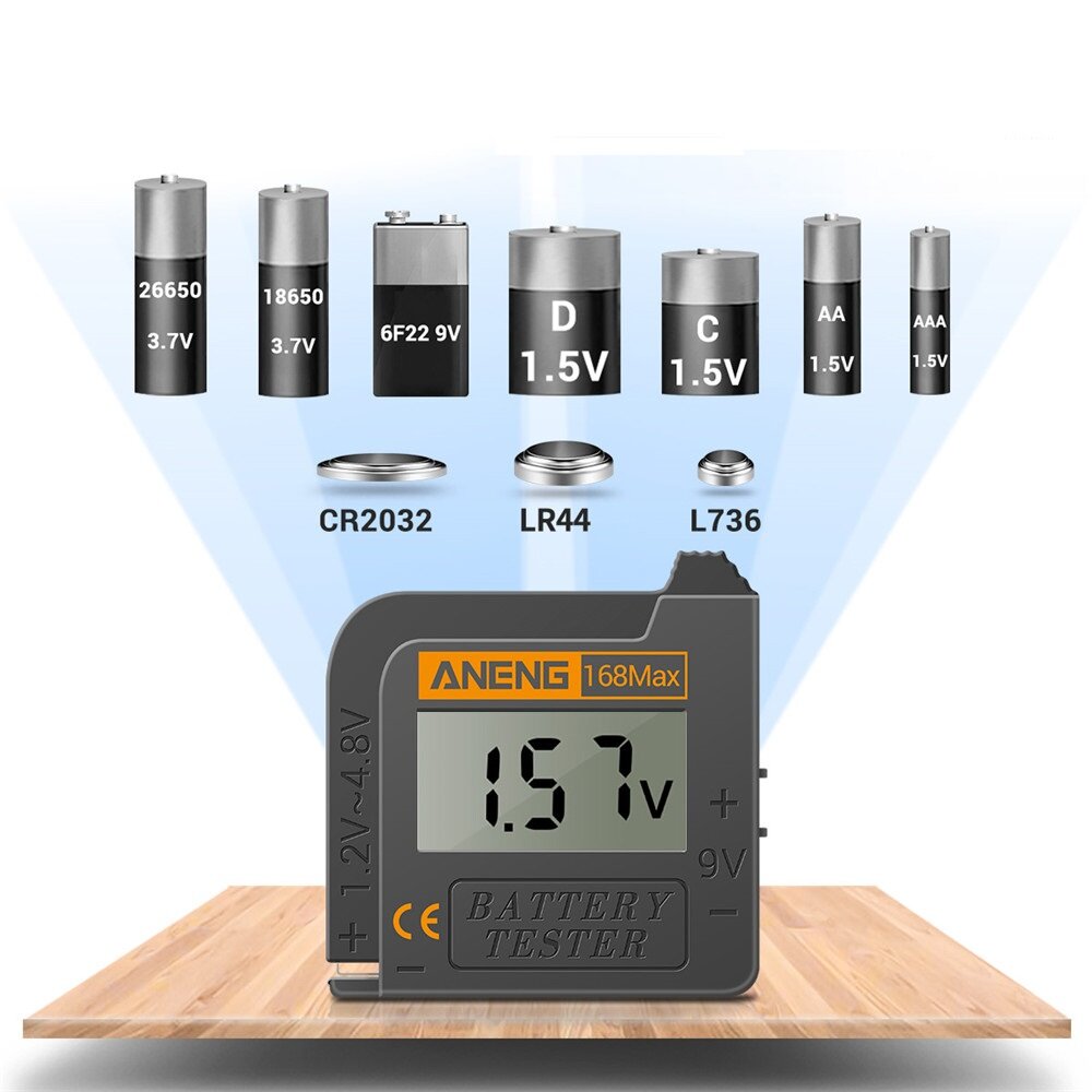 ANENG 168Max Digitale lithiumbatterij Capaciteitstester Universele test Geruite belastinganalysator Displaycontrole AAA AA-knoopcel