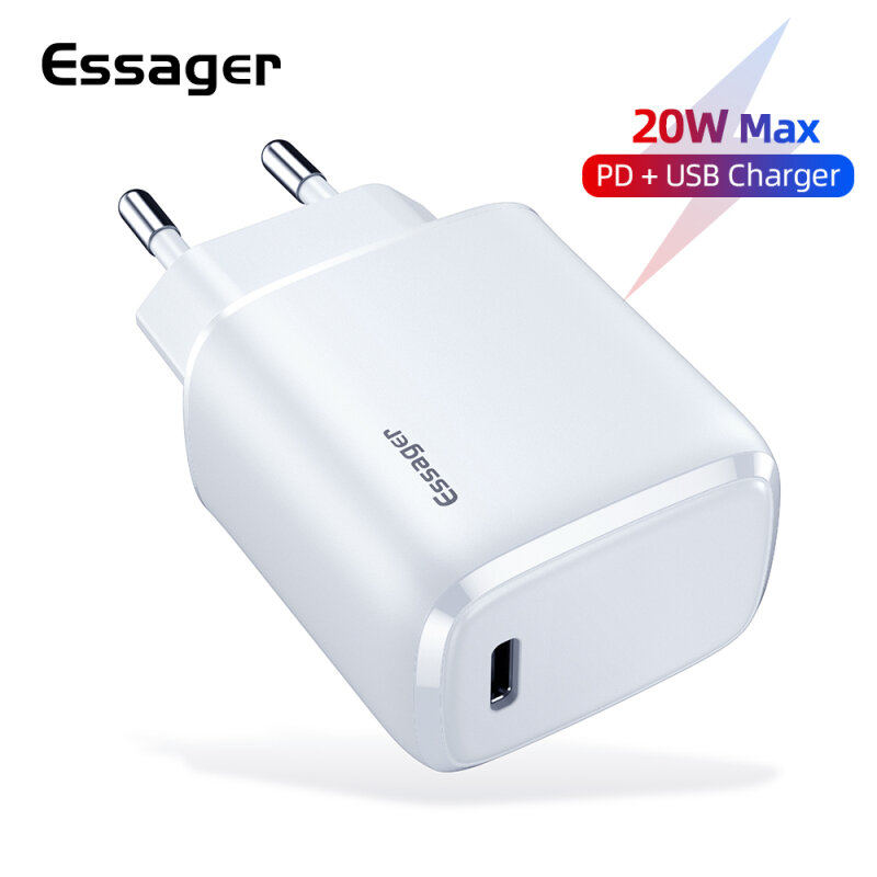 

Essager PD 20W USB+Type-C QC3.0 PD3.0 EU/US Plug Charger for iPhone 12 Mini 12 Pro Max for Samsung Galaxy Note S21 ultra