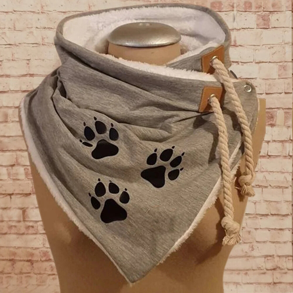 Women Animal Paws Pattern Thick Casual Warm Adjustable Neck Wrap Scarf