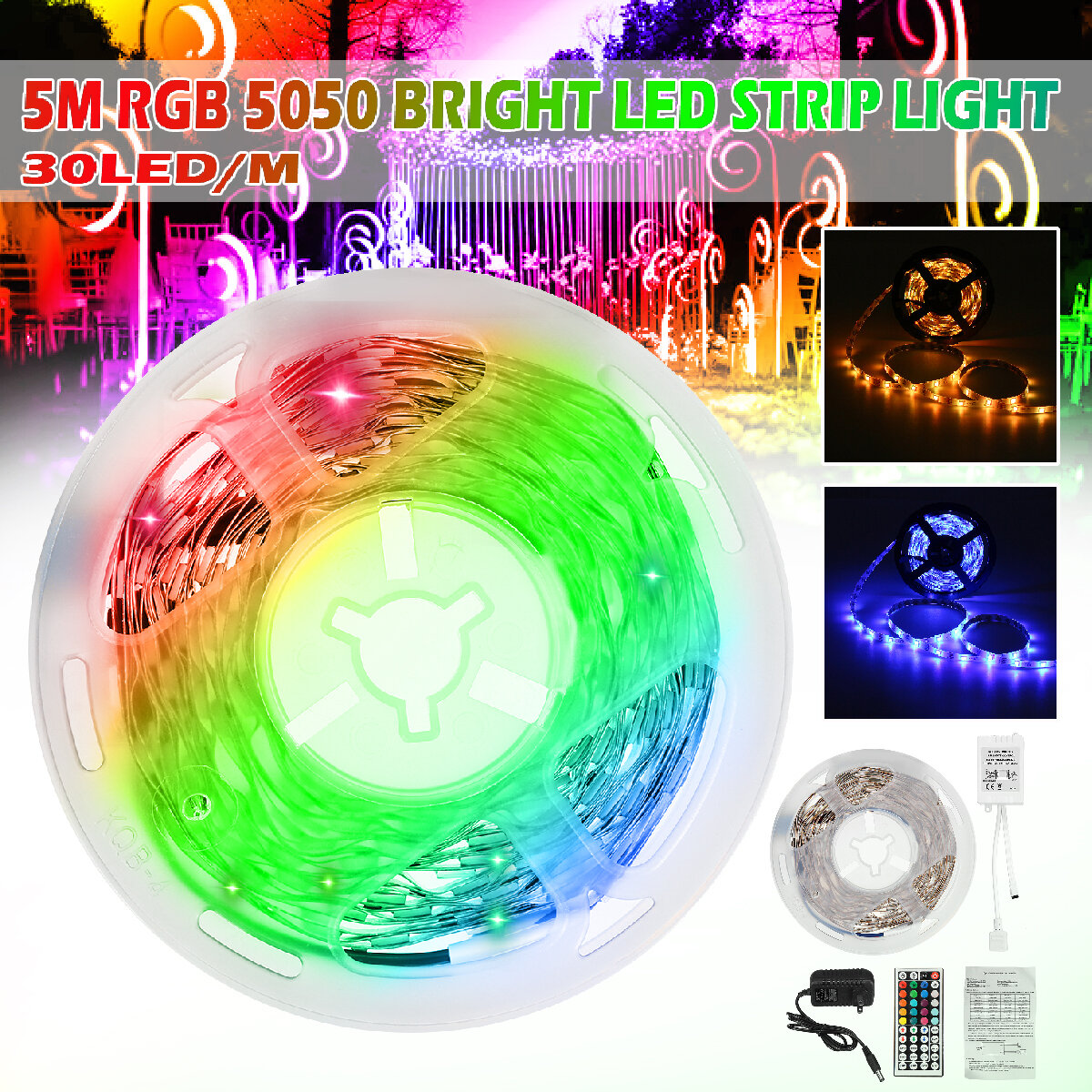 5M RGB 5050 NIET waterdichte LED Strip Light SMD met 44 Key Remote Controller