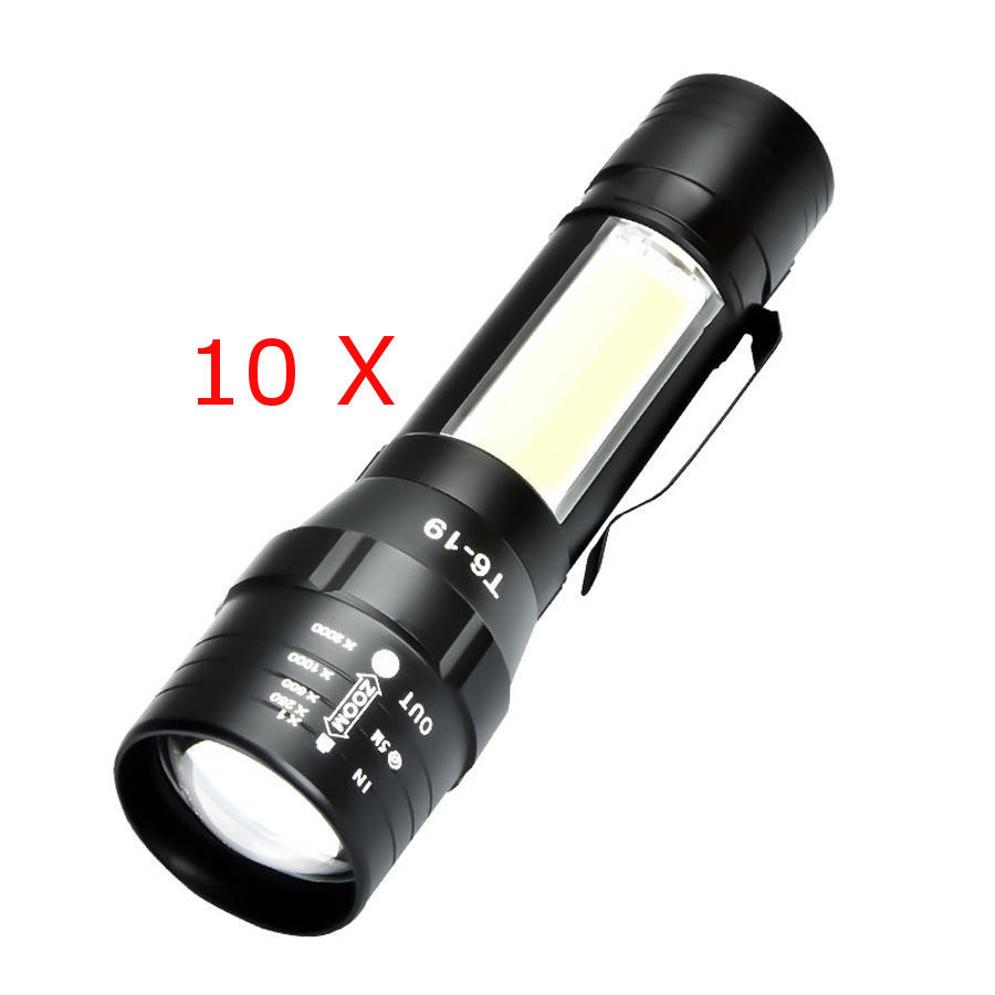

10pcs XANES T6 4Modes Front + Side Light USB Rechargeable Zoomable Mini Flashlight Fishing Lamp