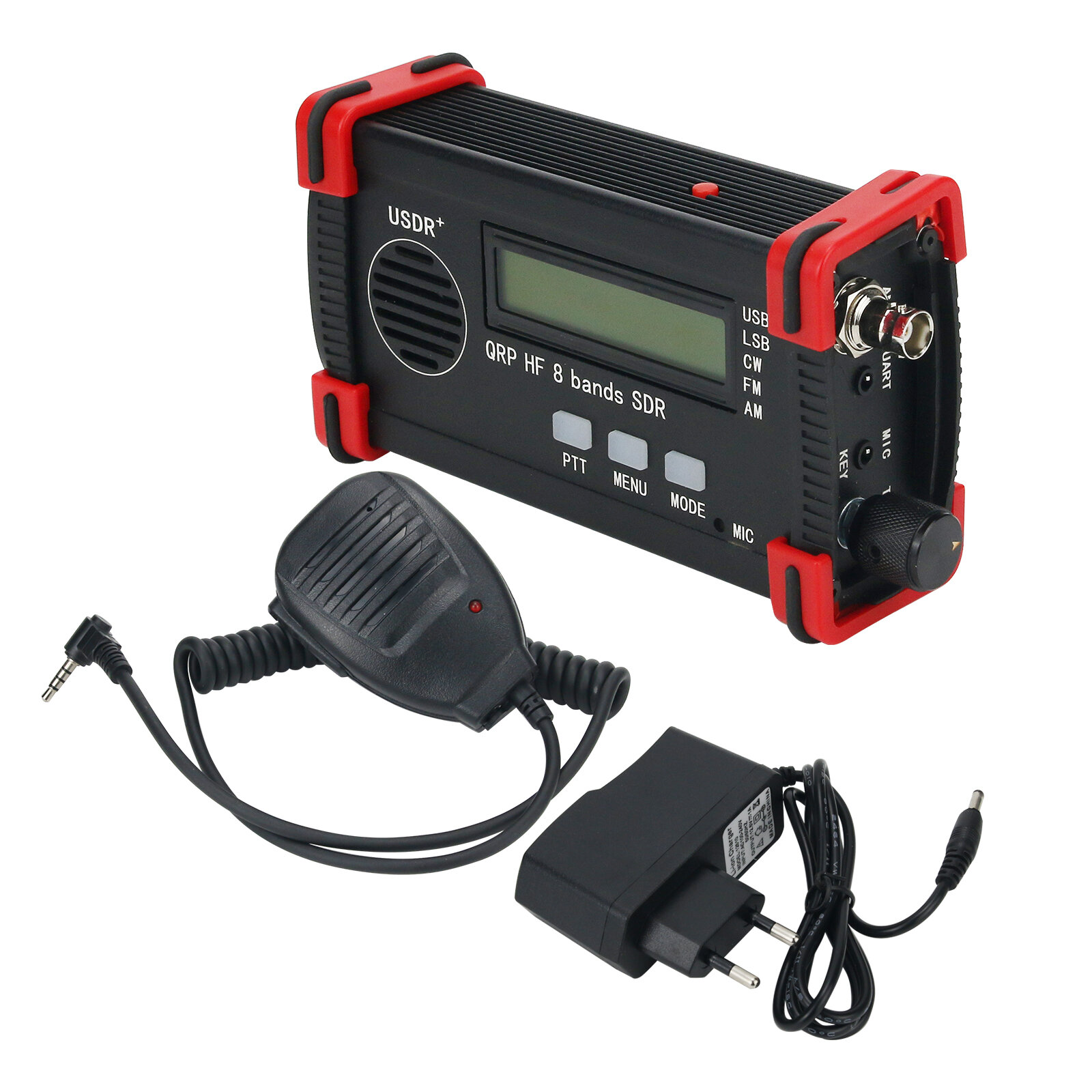 

10W Max USDX + USDR HF QRP SDR SSB/CW Transceiver 8 Bands 5W DSP SDR Ham Radio QCX-SSB Built-in Battery with Hand Microp