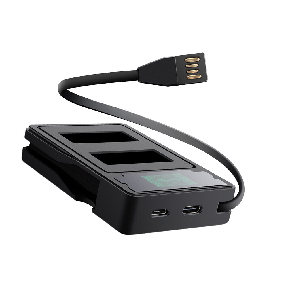 USB-batterijlader Lcd-scherm Visuele kracht voor GOPRO 9 camera-ondersteuning Type C Micro USB