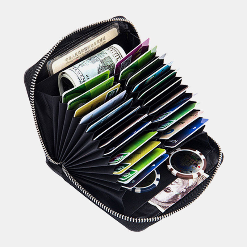 Women Genuine Leather RFID Anti-theft Organ Design Milti-card Slot Card Bag Card Holder Wallet