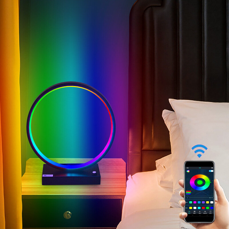 Creative RGB LED Desk Lamp Smart BedsideLight Intelligent Lighting Bedroom Study Room Living Room Atmosphere Lighting