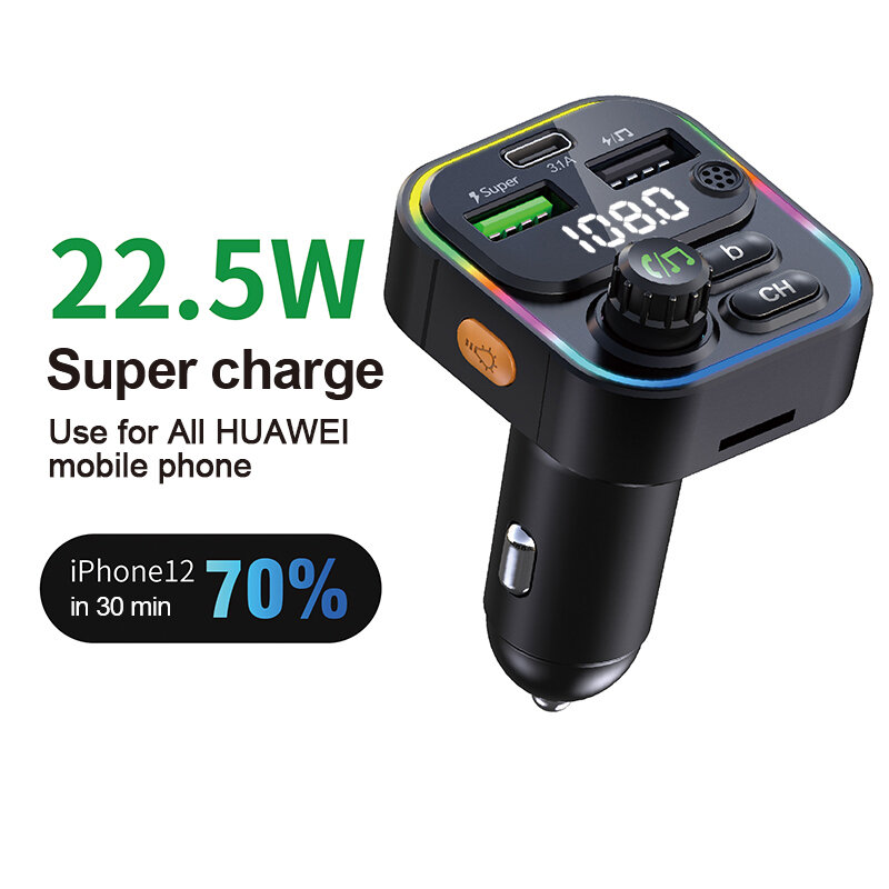 best price,22.5w,ports,fm,bluetooth,transmitter,car,charger,discount