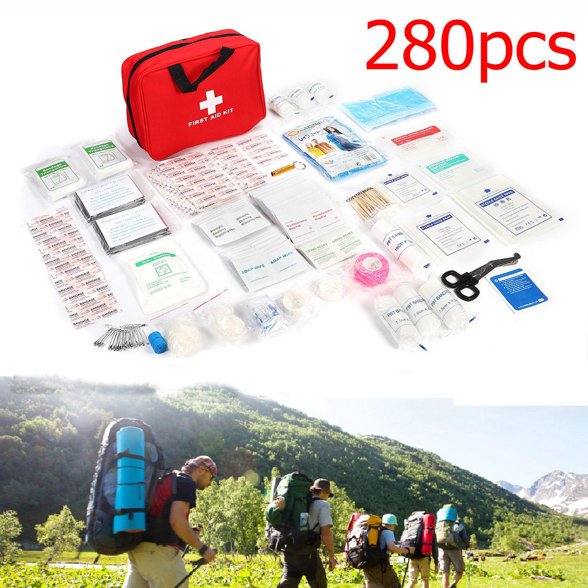 280PCS 34Types Emergency EHBO-kit Outdoor Survival Hiking Klimmen Camping Rescue Kits