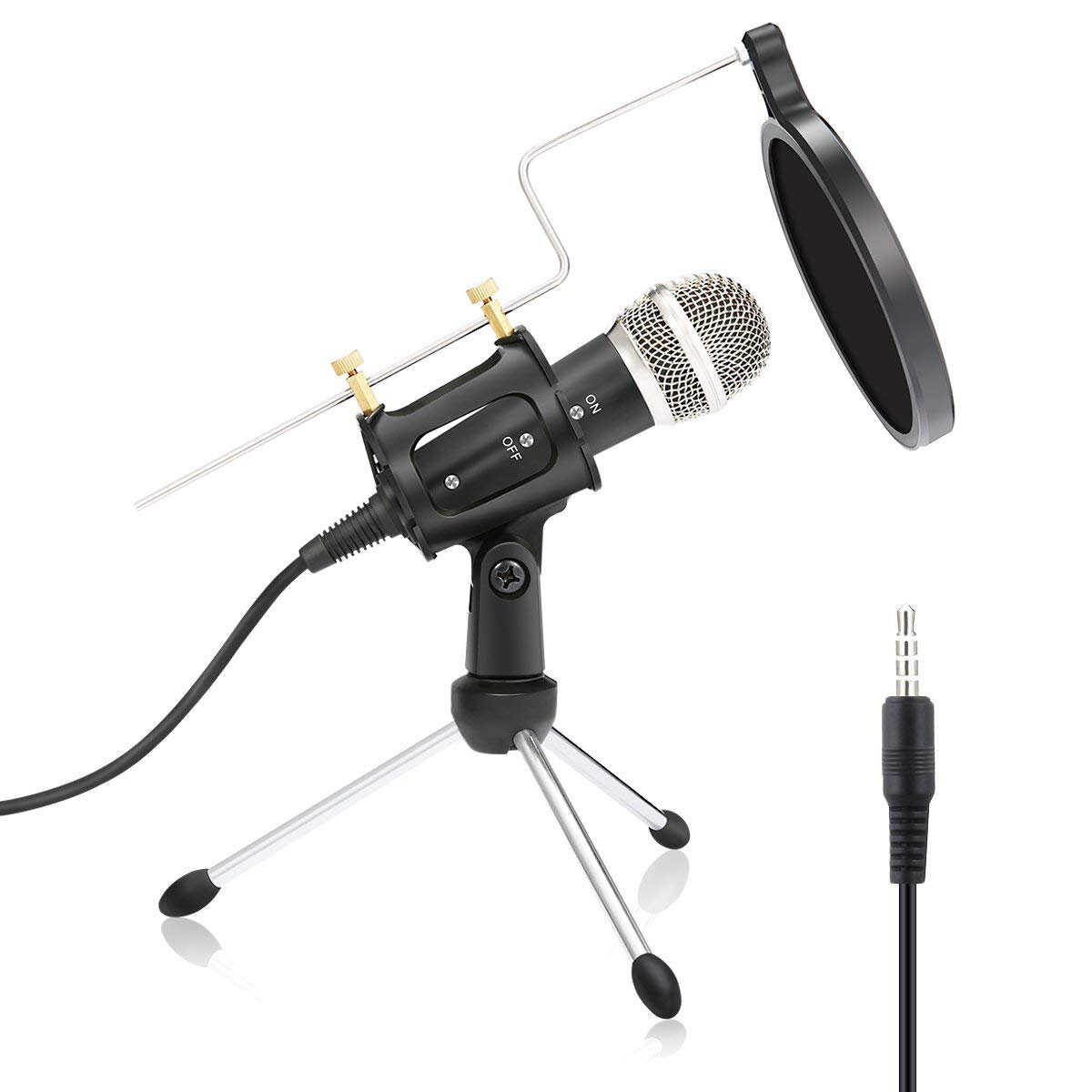 

3.5mm USB Condenser Recording Microphone for Mac Windows PC Laptop Youtube Live Streaming Studio Microphones for iPhone