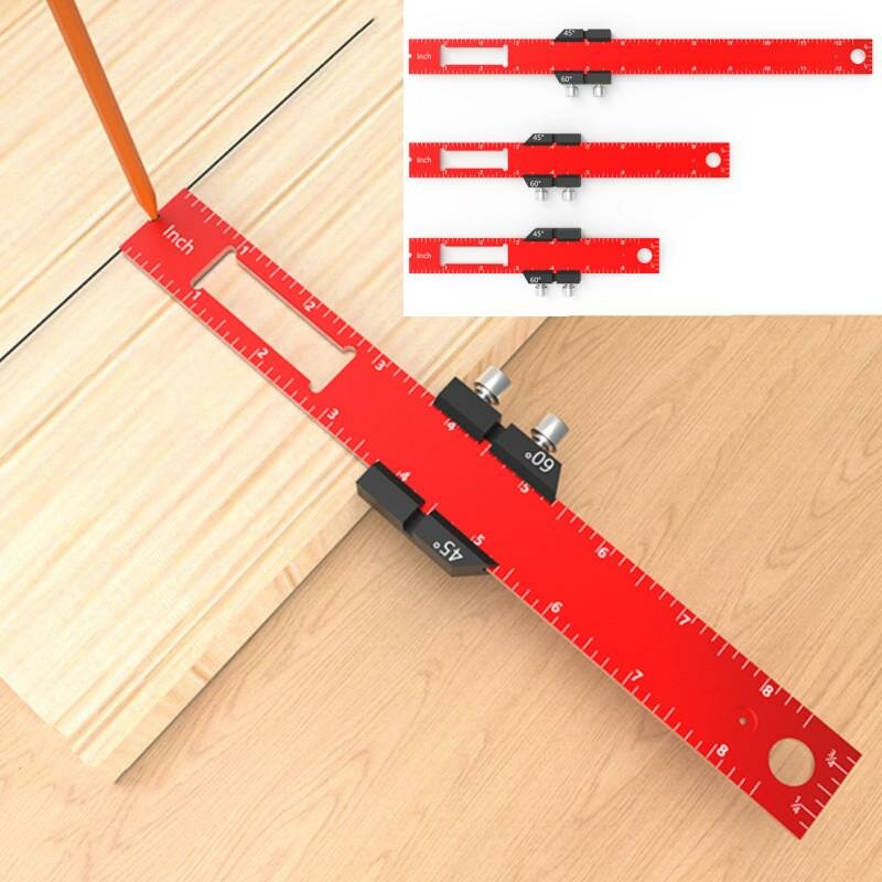 

3pcs Precision Pocket Ruler Woodworking Ruler Scriber Aluminum Slide Stop Marking Ruler Metric Inch Measuring Tools