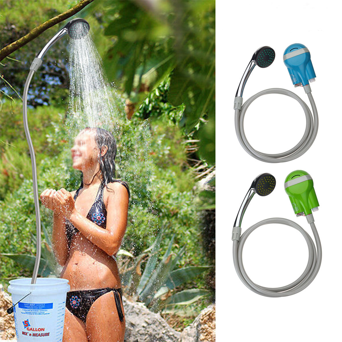IPRee® hordozható zuhany vízszivattyú USB újratölthető fúvóka kézi vízes zuhanycsaptelep Camping Caravan Travel Outdoor Kit