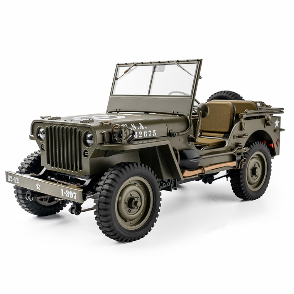 Eachine Rochobby 1941 Willys MB 1/12 RC Car RC Off-Road Crawler RTR RC Army Truckwith LED Lights 2-Speed Gearshift and
