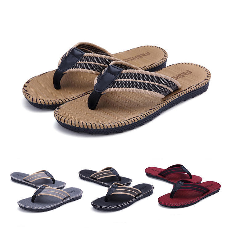 men leather flip flops thick bottom sandals comfortable beach durable ...