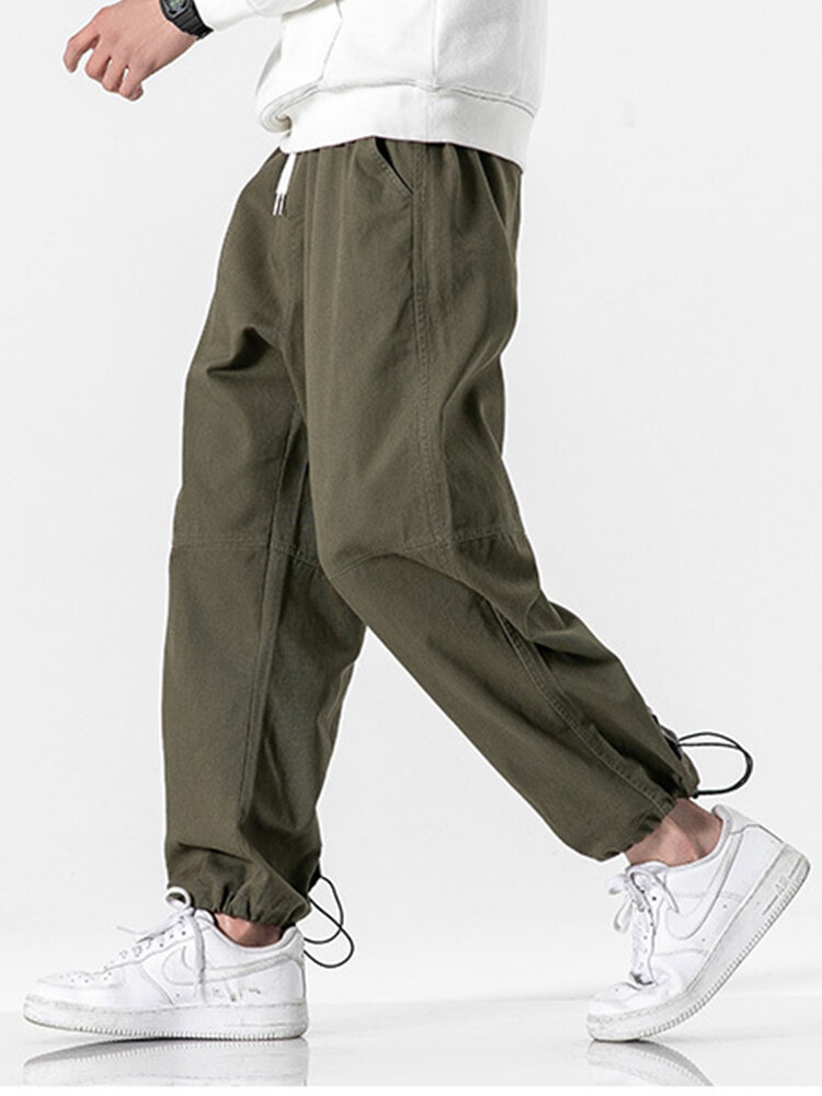 

Banggood Design Mens Cotton Solid Color Drawstring Waist Jogger Pants With Draw Cords Cuff