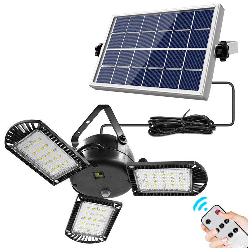 IPRee® 800LM 60 LED Solar Light 3 Lamp Head Timer Waterproof Folding Outdoor Garden Work Lamp with Remote Control Solar Panels