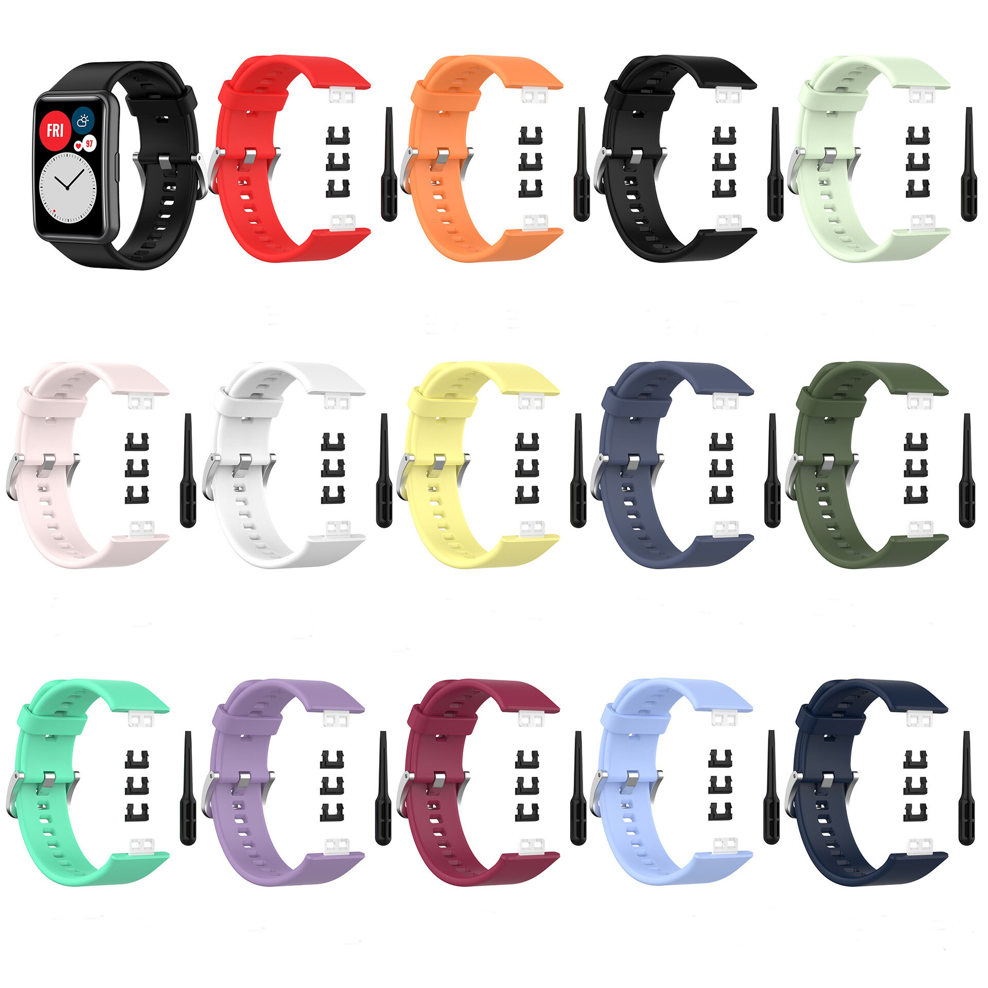 Bakeey Meerkleurige siliconen vervangende band Slimme horlogeband voor Huawei Watch Fit