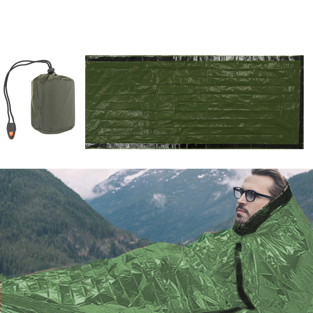 Sac de couchage pliable imperméable avec film en aluminium PE pour le camping et sifflet