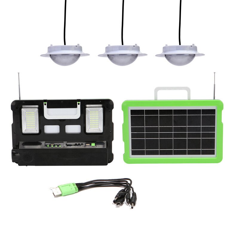 Lanterna solar multifuncional XANES® com rádio FM/MP3, banco de energia e lanterna LED de emergência para atividades ao ar livre como caminhadas e viagens.
