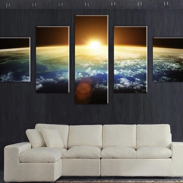 

5Cascade Sunset SpaceCanvas Wall Painting Picture Home Decoration Without Frame Including Instal