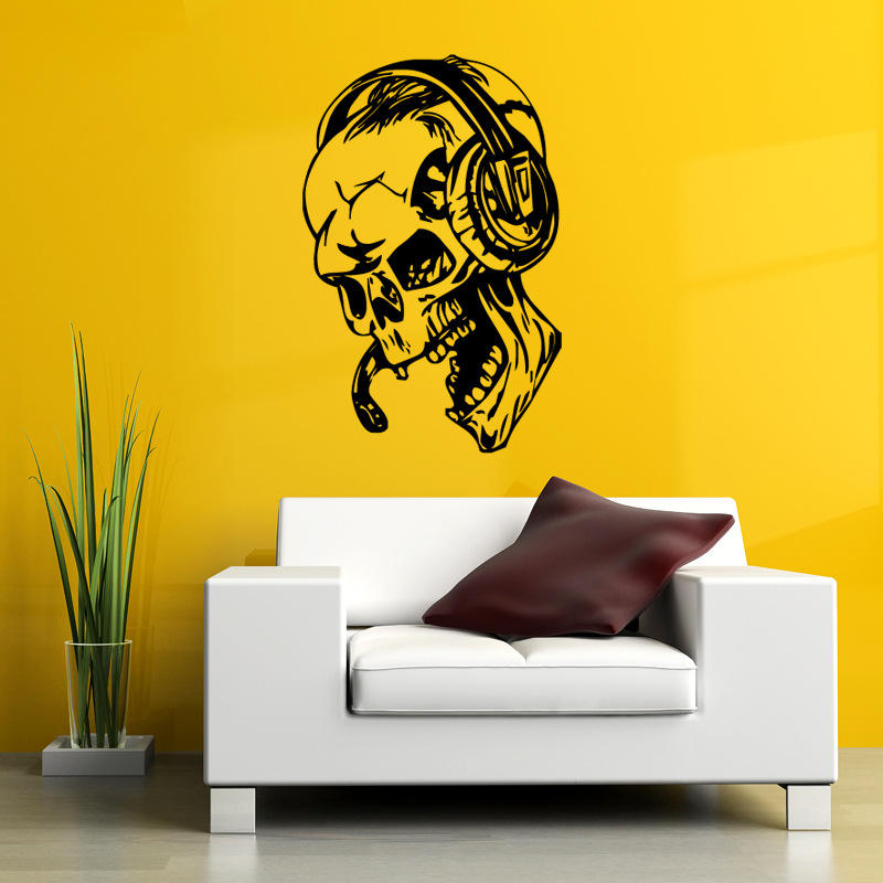 Hallowen Skull Head Showcase Glass Window Decor Wall Sticker Party House Home Decoration Creative De
