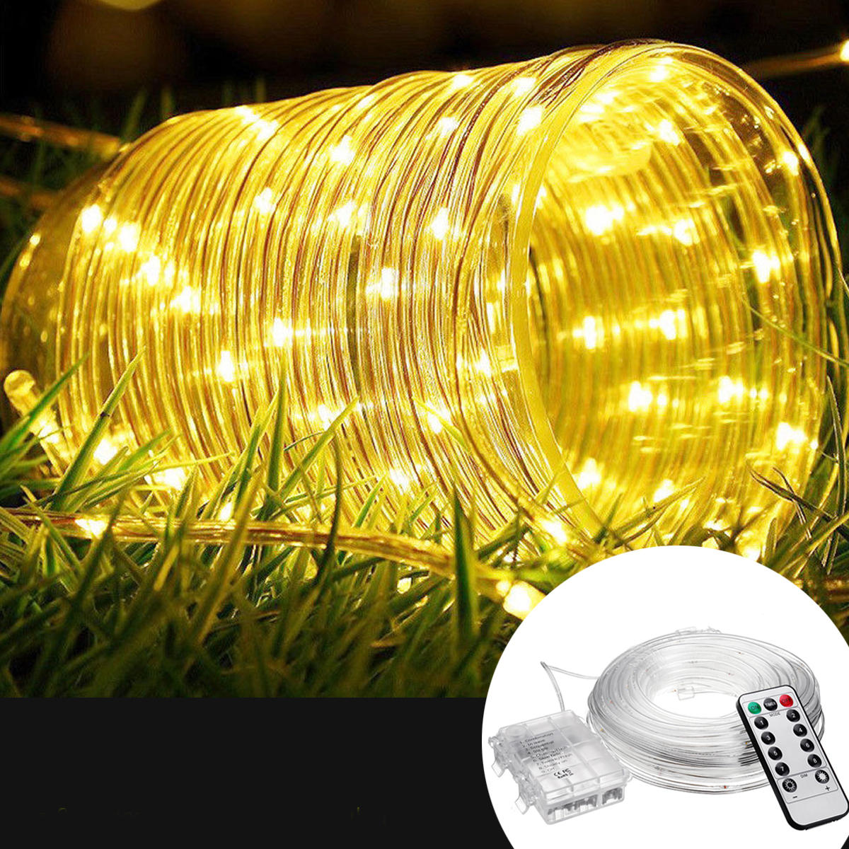 Image of 12M Batterie Powered 120 LED String Licht 8 Modi Fernbedienung Fairy Lampe Party Weihnachten Home Decor