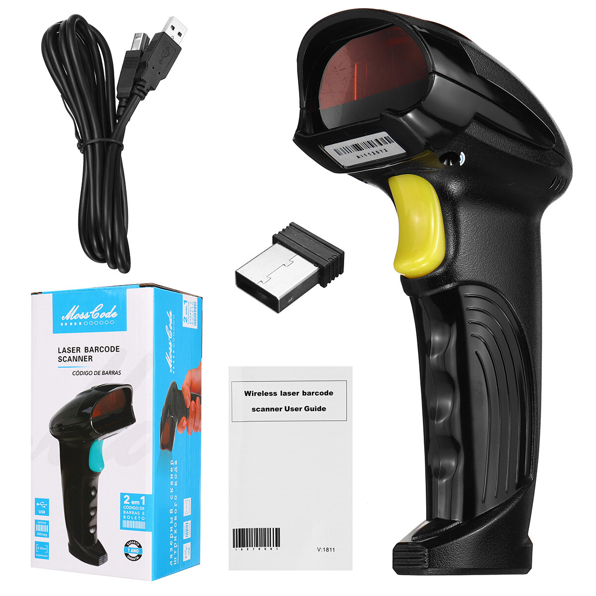 

2.4g 1D Wireless Laser Handheld USB Barcode Scanner Automatic Bar Code Reader Scanner with USB Cable