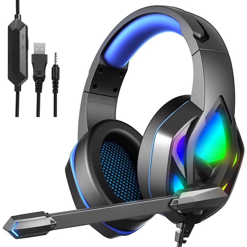 

Bakeey H100 Gaming Headset Virtual 7.1 Surround Sound Wired Headphones LED USB/3.5mm with Mic Gamer earphone for Xbox PC