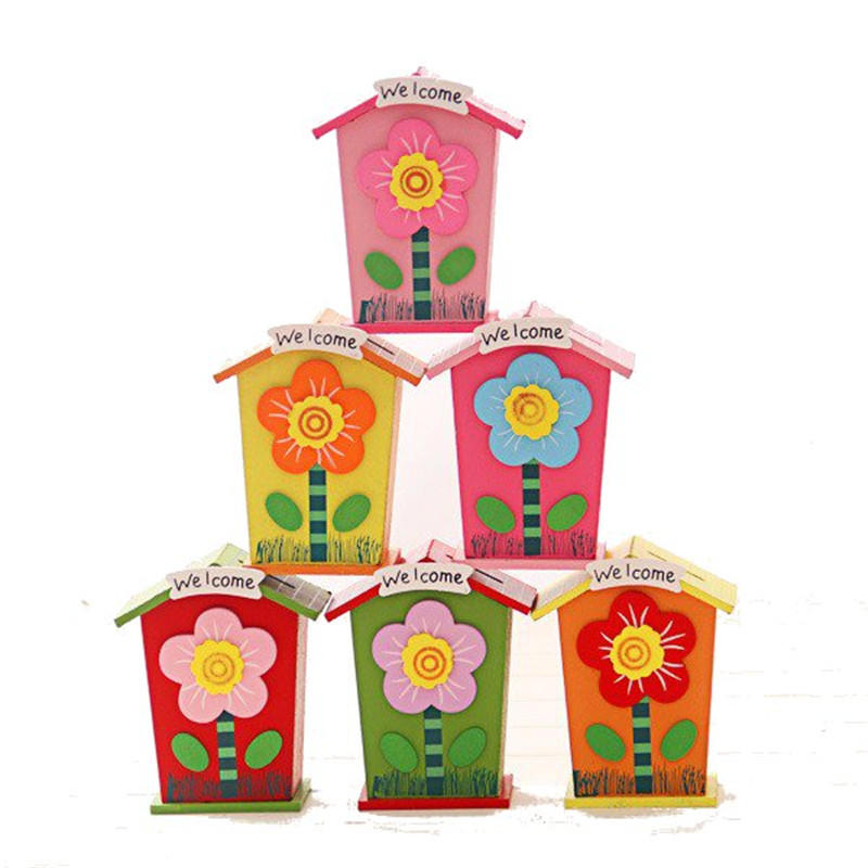 1pc Houten geldbesparende Little House Flower Love Heart Animal Box Gift nieuwigheden speelgoed