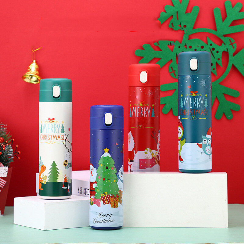 IPRee? 500ml Christmas Vacuum thermos LCD Temperature Display Water Bottle Stainless Steel Double Wa