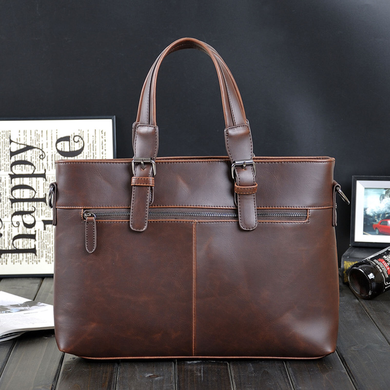 

Menico Men Artificial Leather Vintage RFID Large Capacity Handbag Convertible Straps Fashion Casual Crossbody Bag