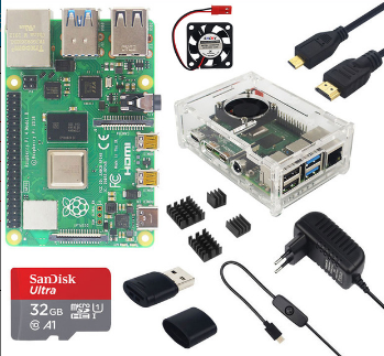 

Catda 2GB RAM Raspberry Pi 4B + Cover Box + Power Supply + 32/64GB Memory Card +Micro HDMI DIY Kit